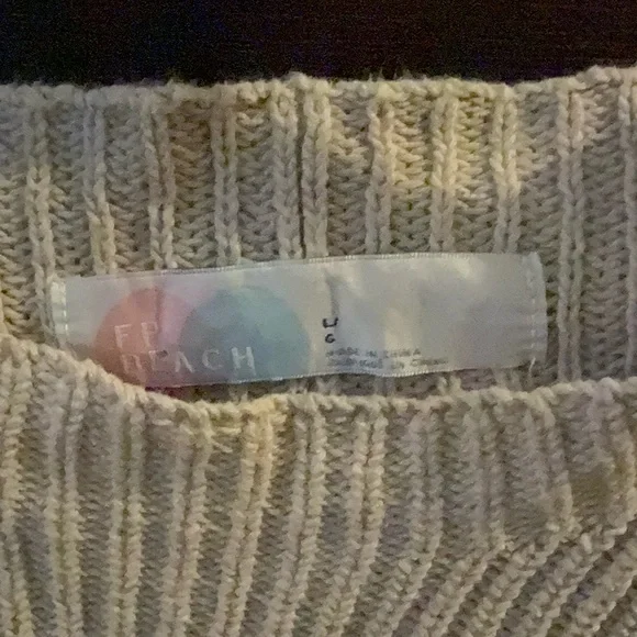 Free People Beige Knit Short Sleeve Sweater Top - Picture 3 of 5